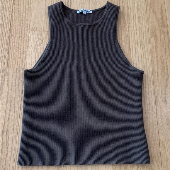 Reformation Hudson Rib Knit High Neck Organic Cotton Tank Top Size XS Brown - Picture 1 of 11